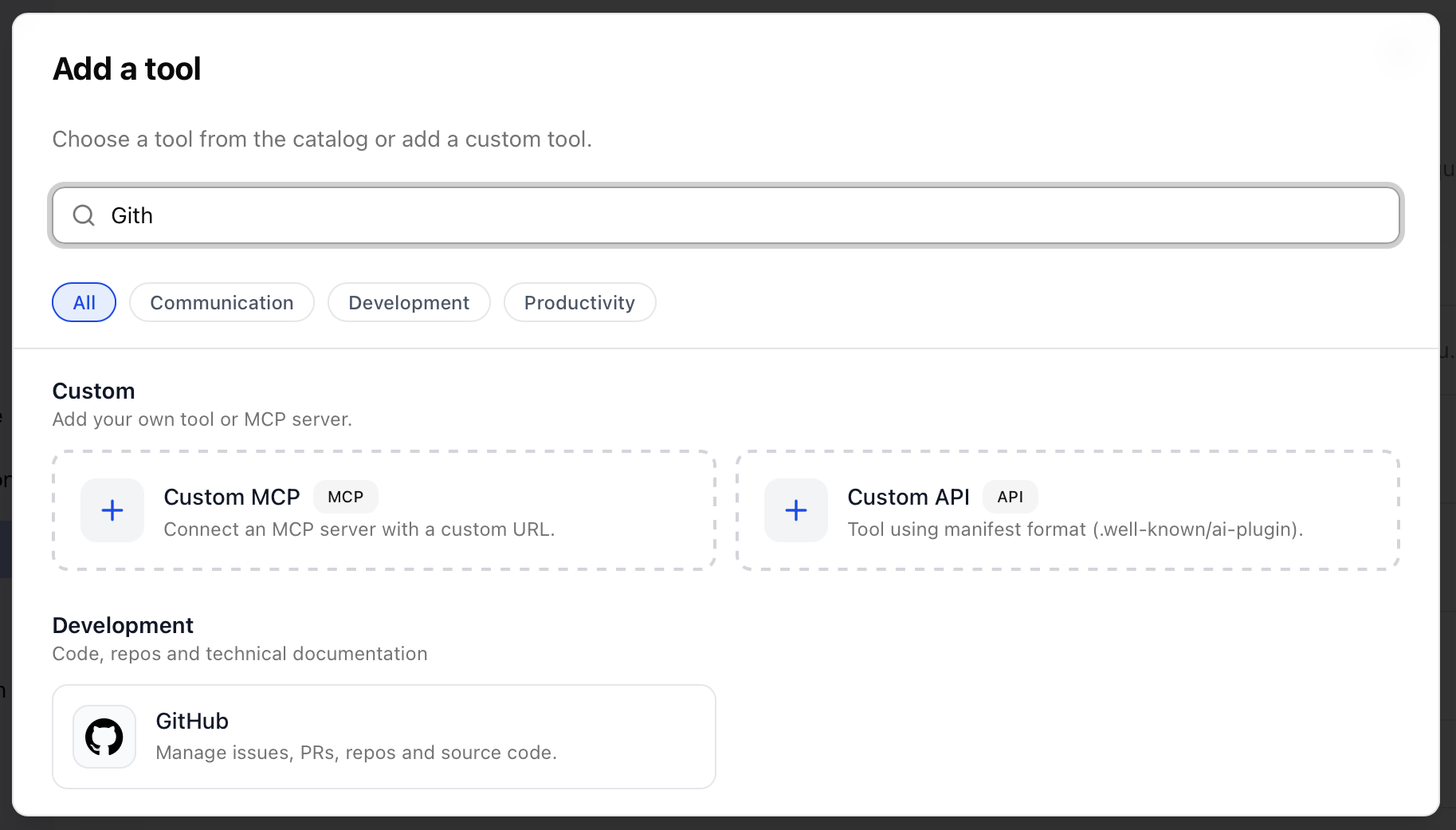 Add existing tool from marketplace