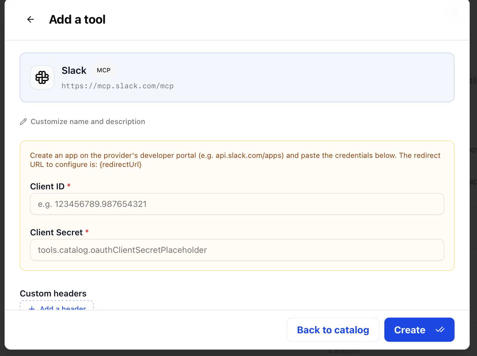 Specify Client ID and Client Secret for OAuth2 if needed